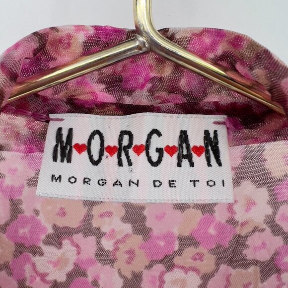Morgan de Toi Sheer Floral Sleeveless Blouse — Pink & Mauve - Picture 4 of 9